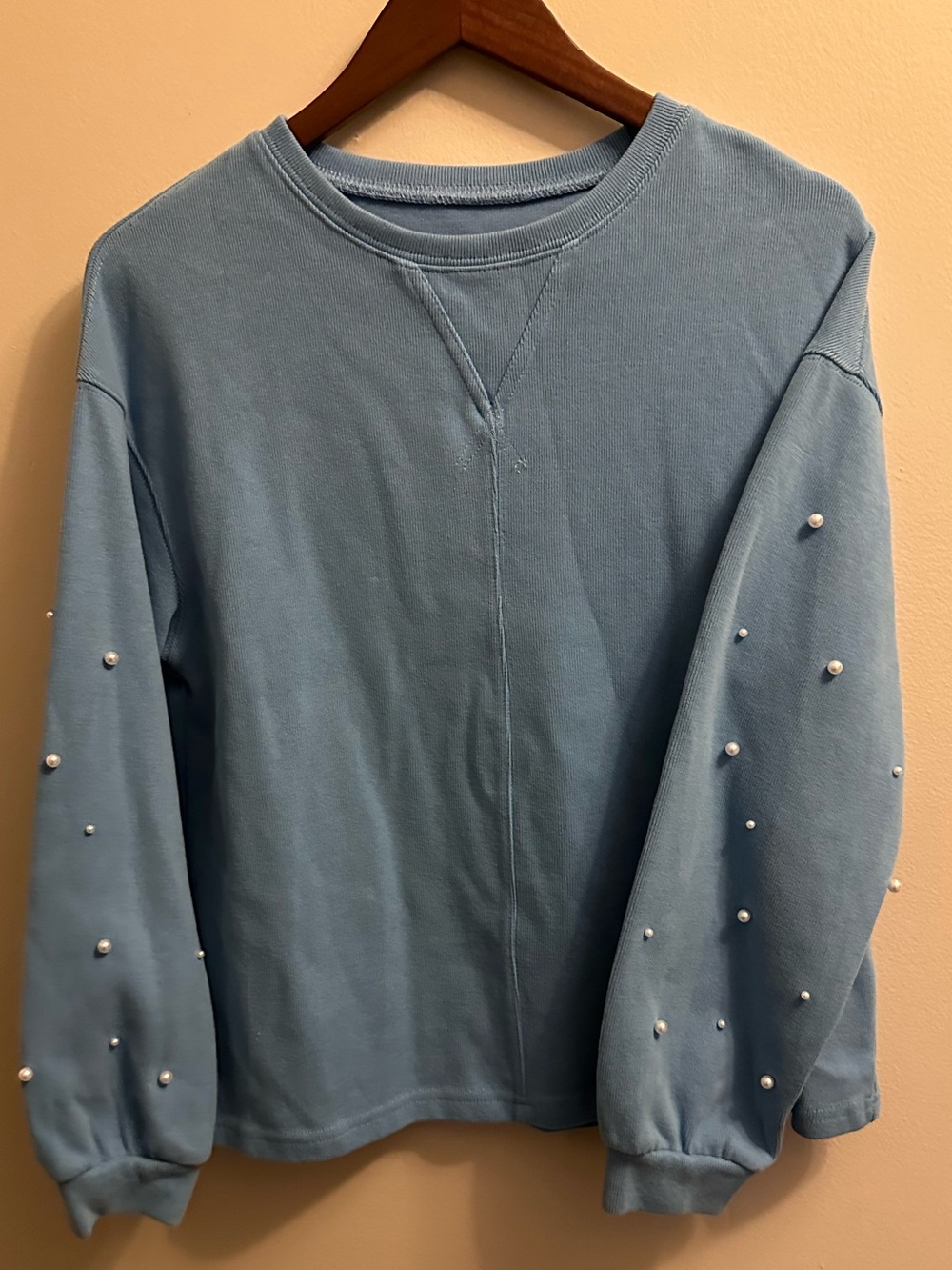 Light Blue Pearl-Embellished women
 Sweater